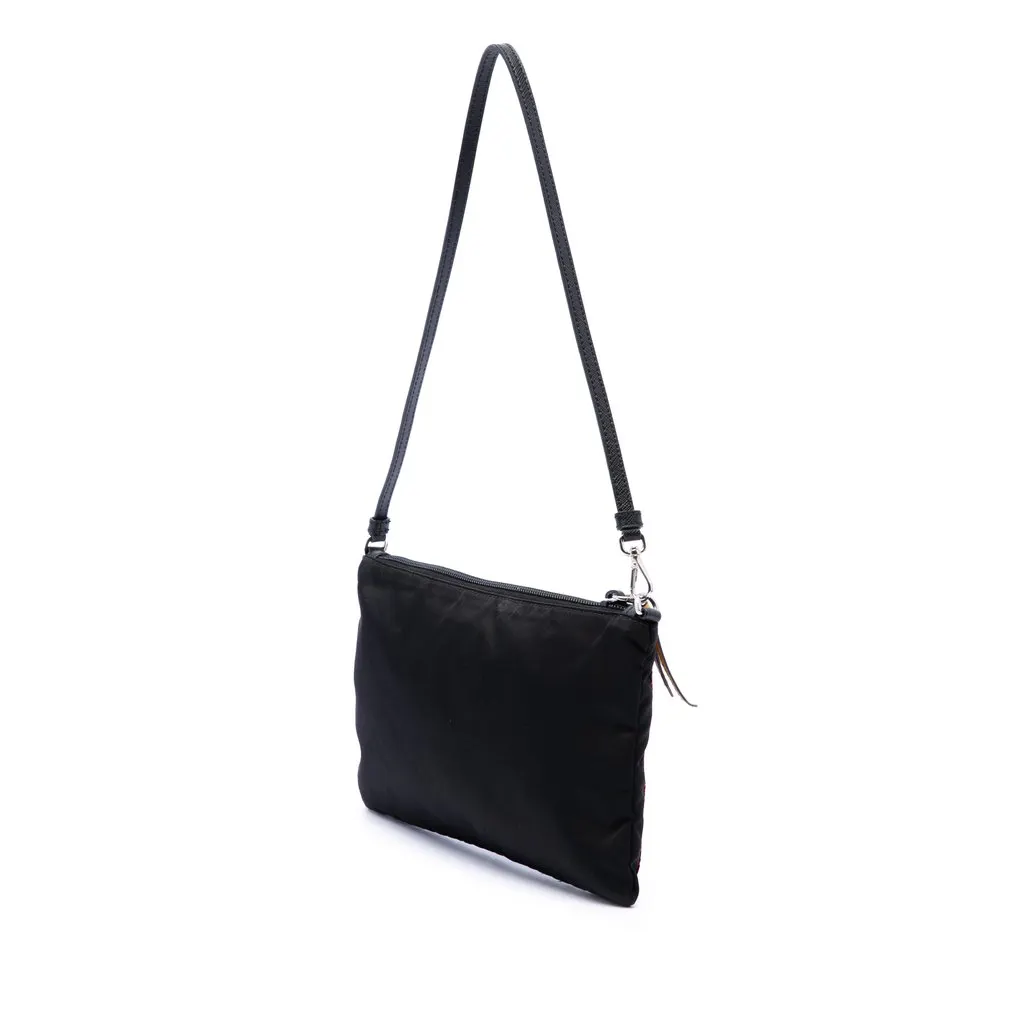 Prada Tessuto Stampato Geometric Shoulder Bag Black Very good - Back View