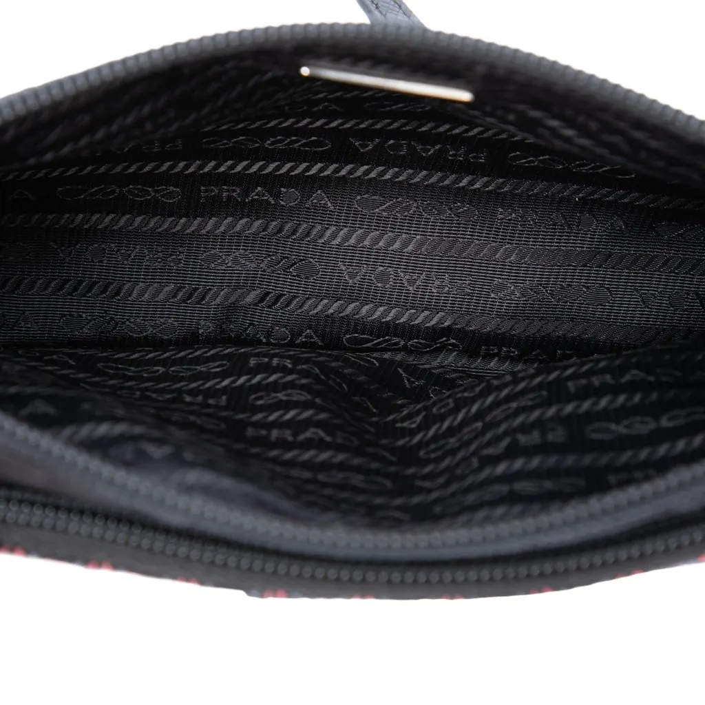Prada Tessuto Stampato Geometric Shoulder Bag Black Very good - Model View