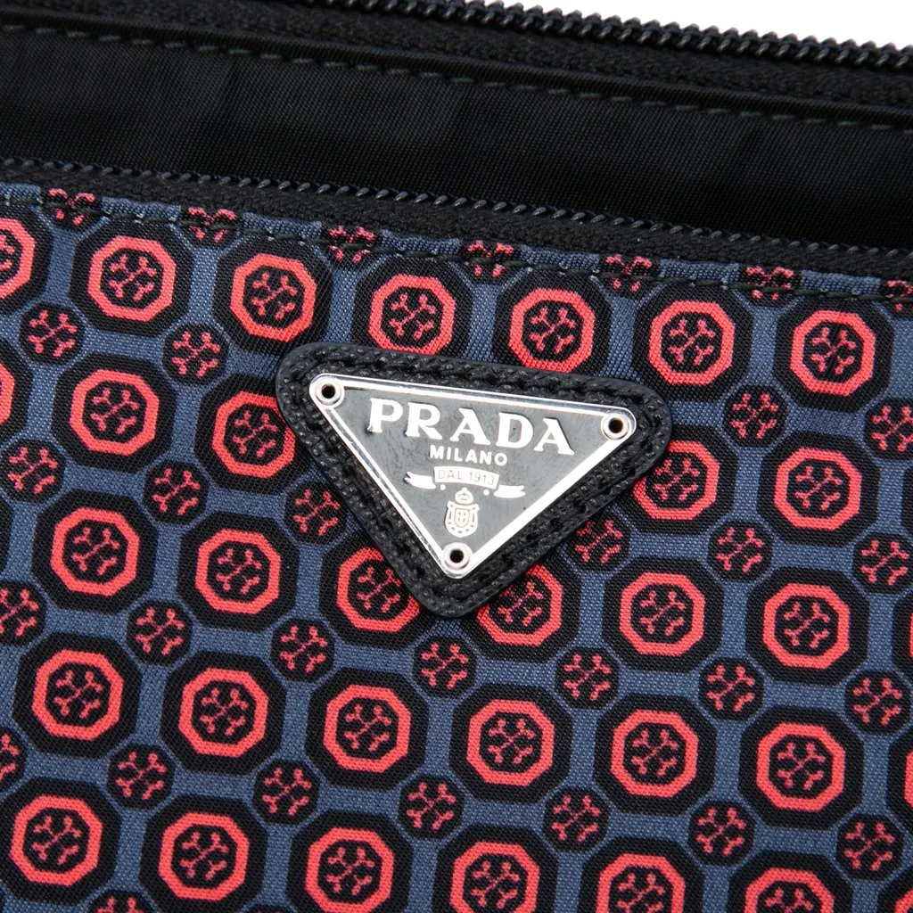 Prada Tessuto Stampato Geometric Shoulder Bag Black Very good - Box View