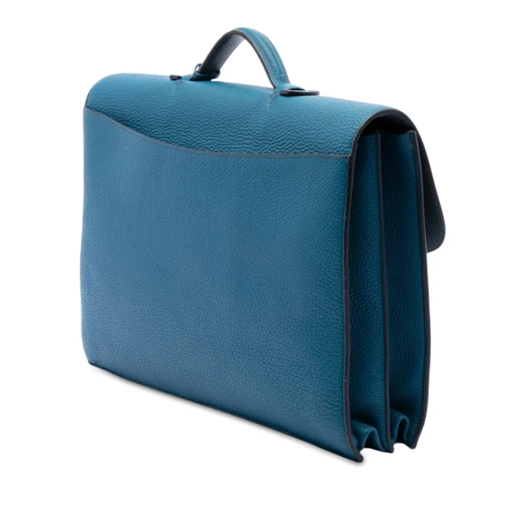Hermès Togo Sac A Depeches 38 Blue Leather Very good - Back View