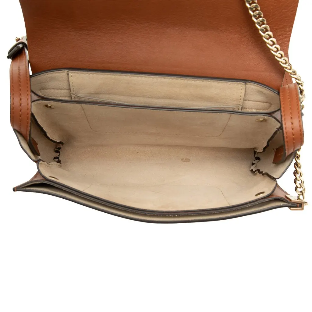 Chloé Small Suede and Calfskin Faye Crossbody Brown Leather Very good - Model View