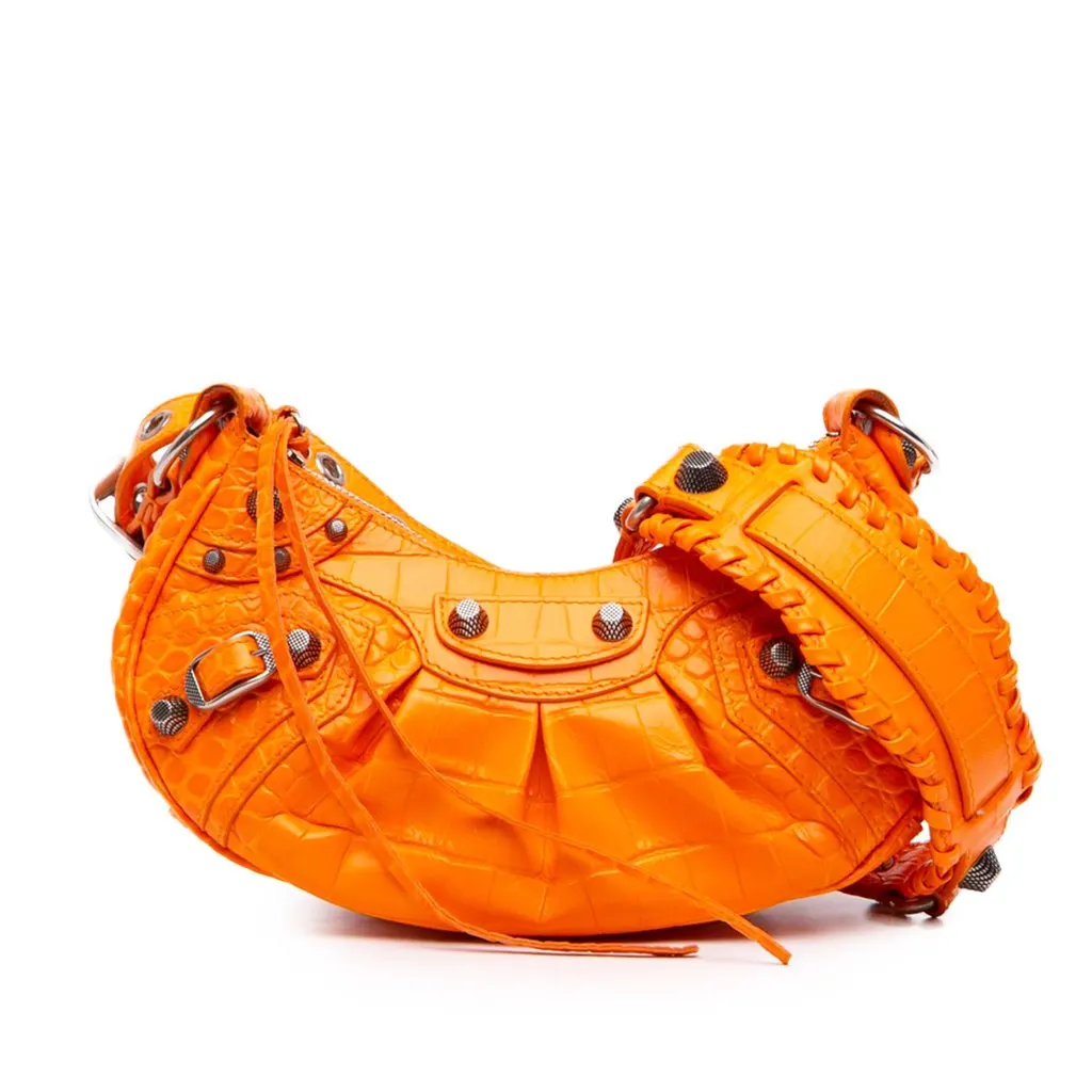 Balenciaga Croc Embossed Leather Motocross Le Cagole XS Orange Leather Very good - Front View