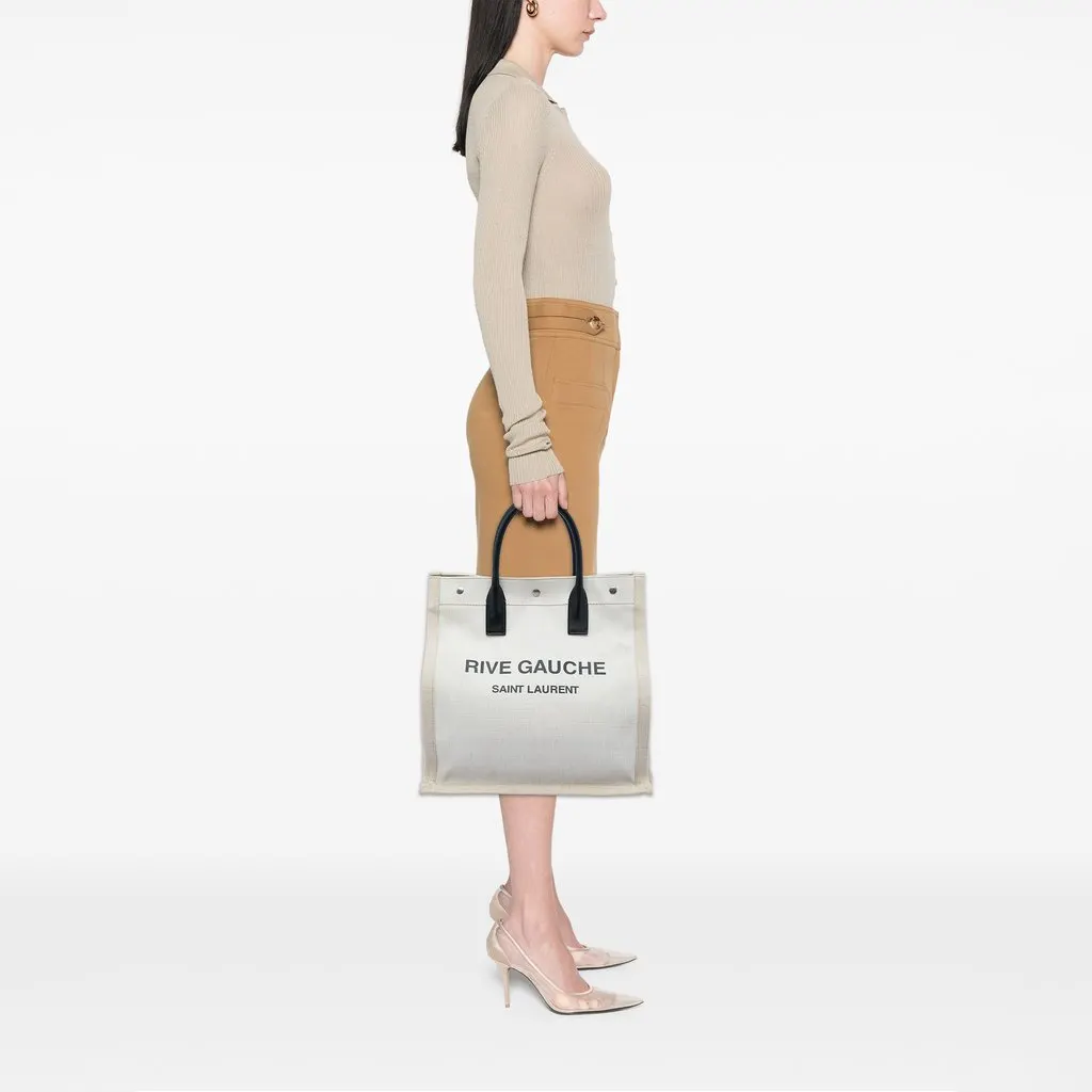 Saint Laurent Canvas Rive Gauche North South Tote Brown Very good - Box View