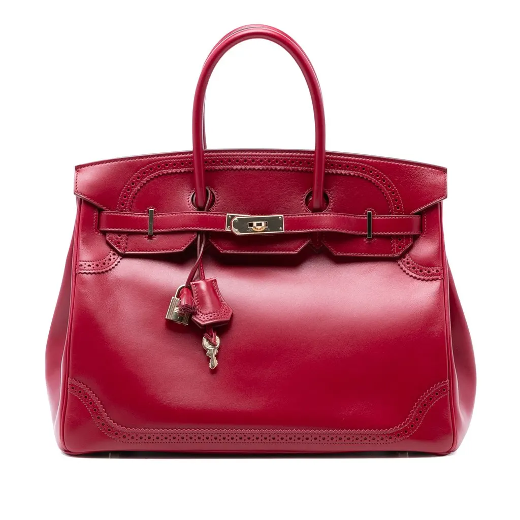 Hermès Tadelakt Ghillies Birkin Retourne 35 Red Leather Very good - Front View