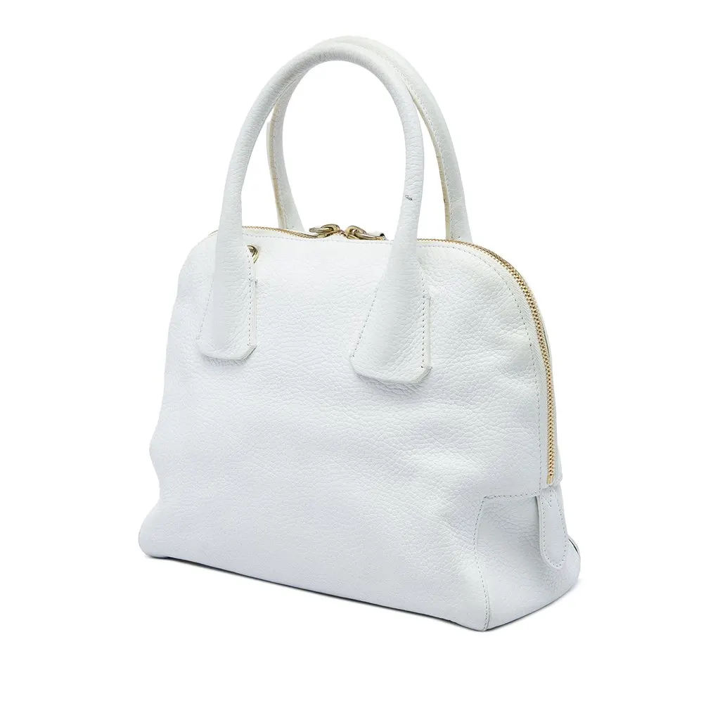 Burberry Small Grained Calfskin Greenwood Satchel White Leather Good - Back View