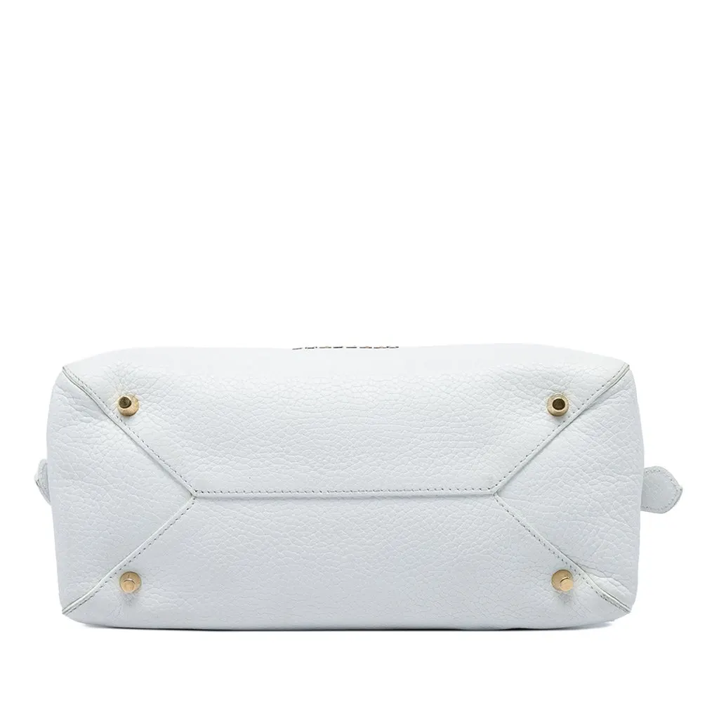 Burberry Small Grained Calfskin Greenwood Satchel White Leather Good - Inside View