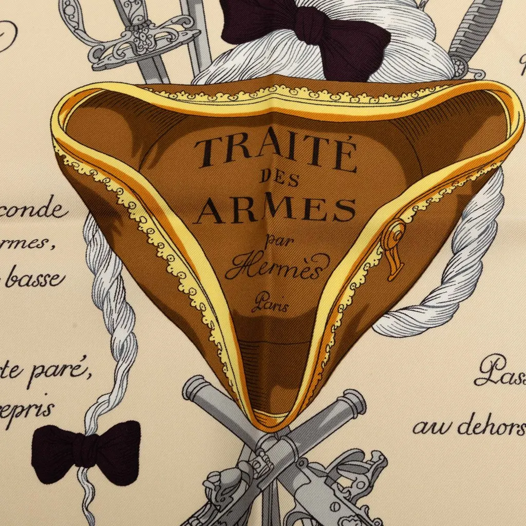 Hermès Traite Des Armes Silk Scarf 90 Beige Very good - Box View