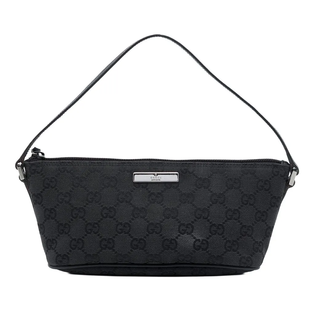 Gucci GG Canvas Boat Black Canvas Good - Front View