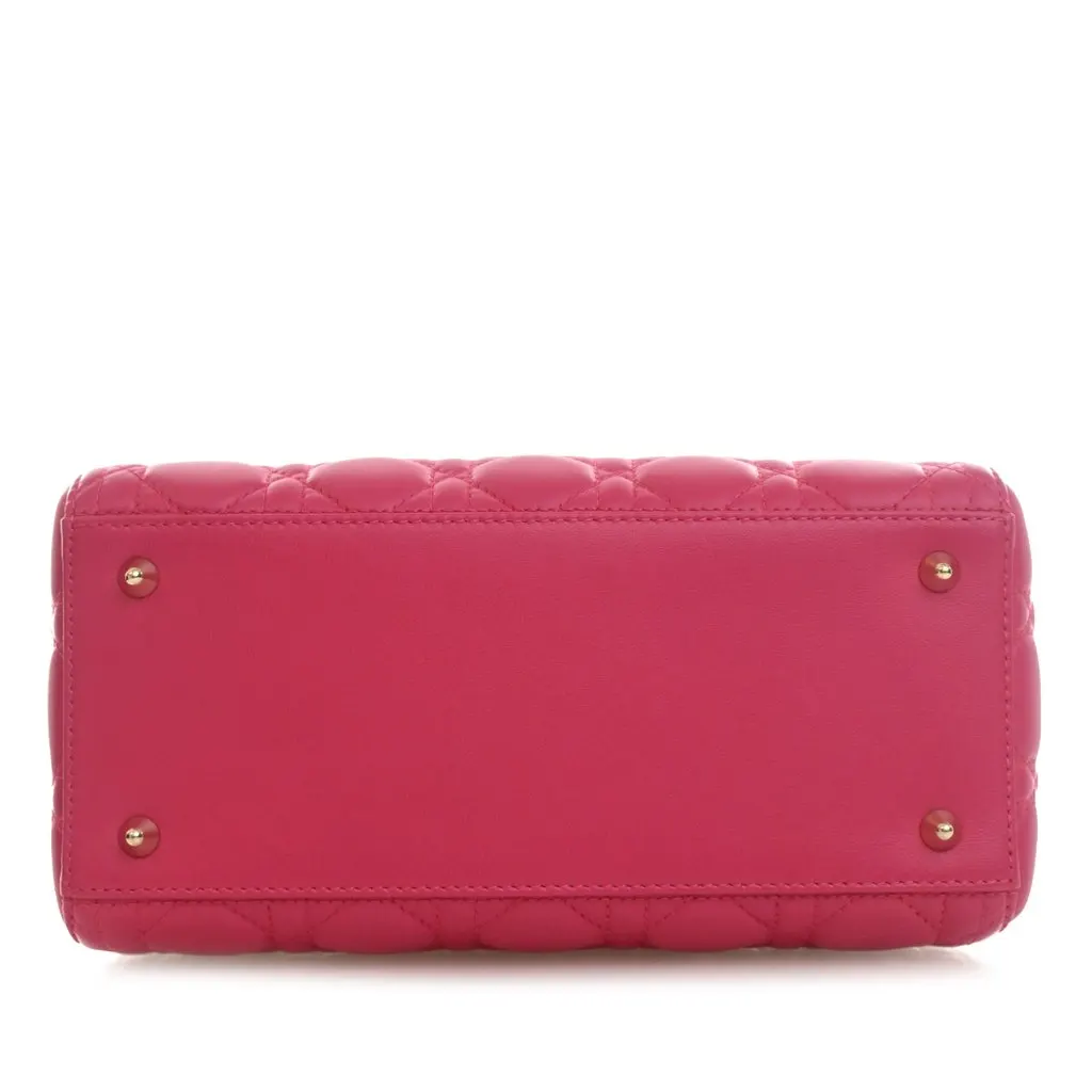 Dior Medium Lambskin Cannage Lady Dior Pink Leather Very good - Inside View