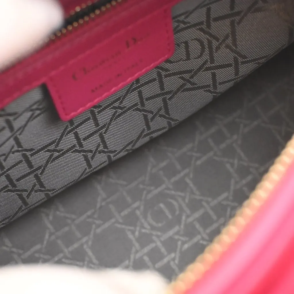 Dior Medium Lambskin Cannage Lady Dior Pink Leather Very good - Model View