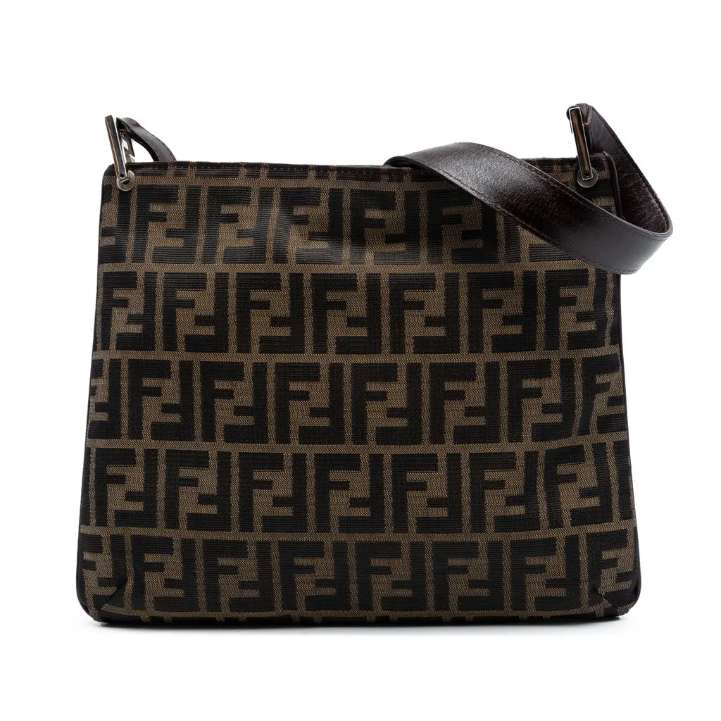 Fendi Zucca Canvas Shoulder Bag Brown Very good - Front View