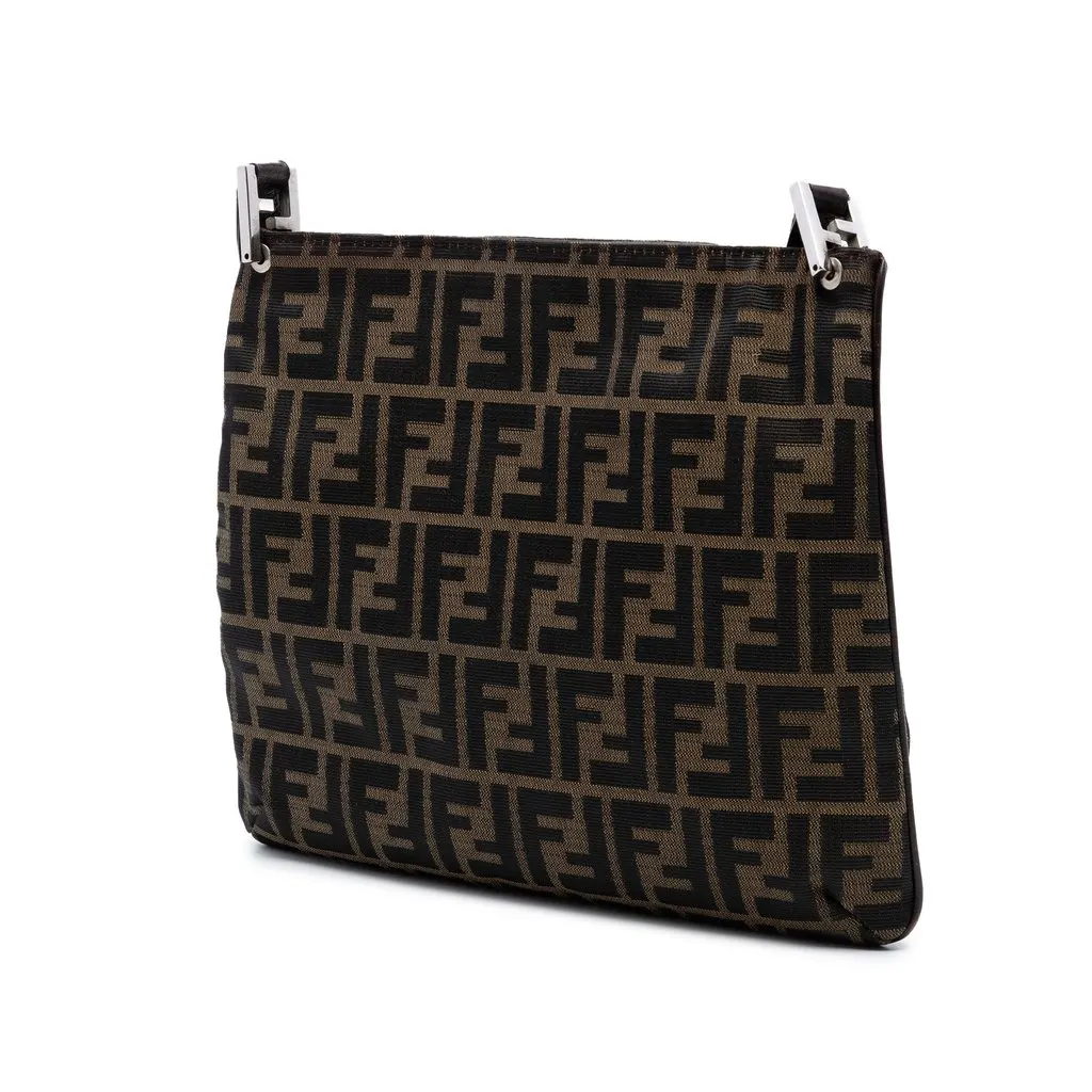 Fendi Zucca Canvas Shoulder Bag Brown Very good - Back View