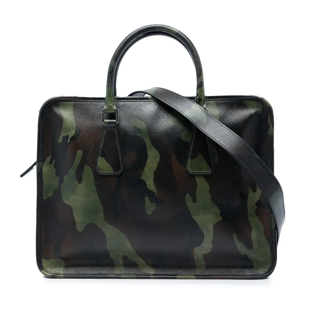 Prada Saffiano Camouflage Print Briefcase
