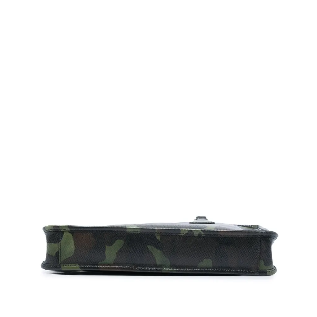 Prada Saffiano Camouflage Print Briefcase Blue Leather Very good - Inside View