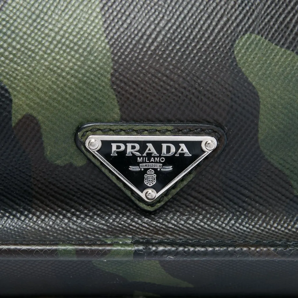 Prada Saffiano Camouflage Print Briefcase Blue Leather Very good - Box View