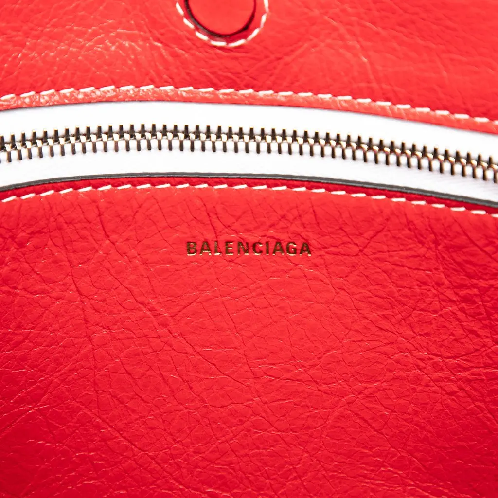 Balenciaga Small Lambskin Striped Barbes East West Shopper Tote Blue Leather Very good - Box View