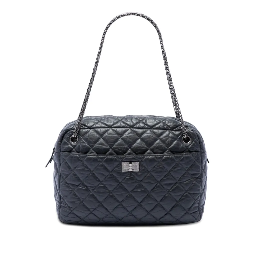 Chanel Large Quilted Aged Calfskin Reissue Camera Bag Black Leather Very good - Front View