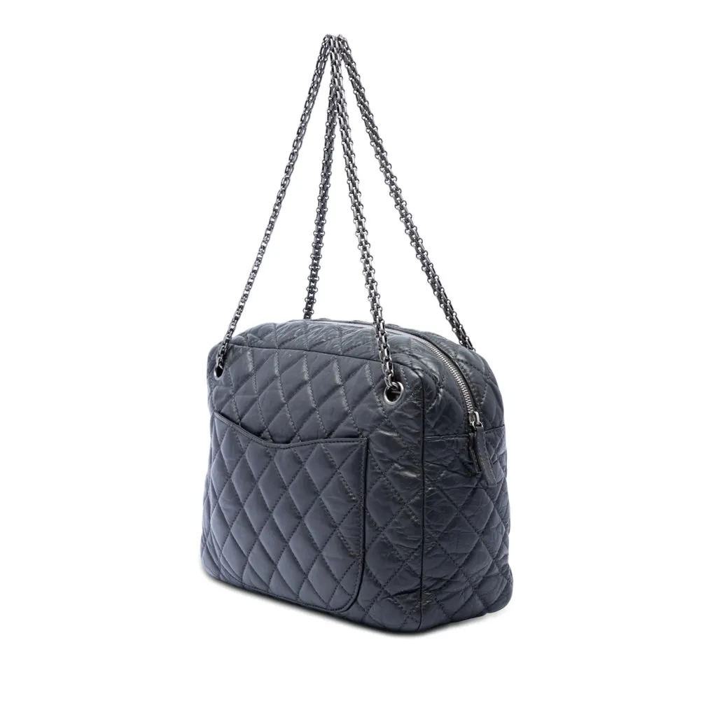 Chanel Large Quilted Aged Calfskin Reissue Camera Bag Black Leather Very good - Back View