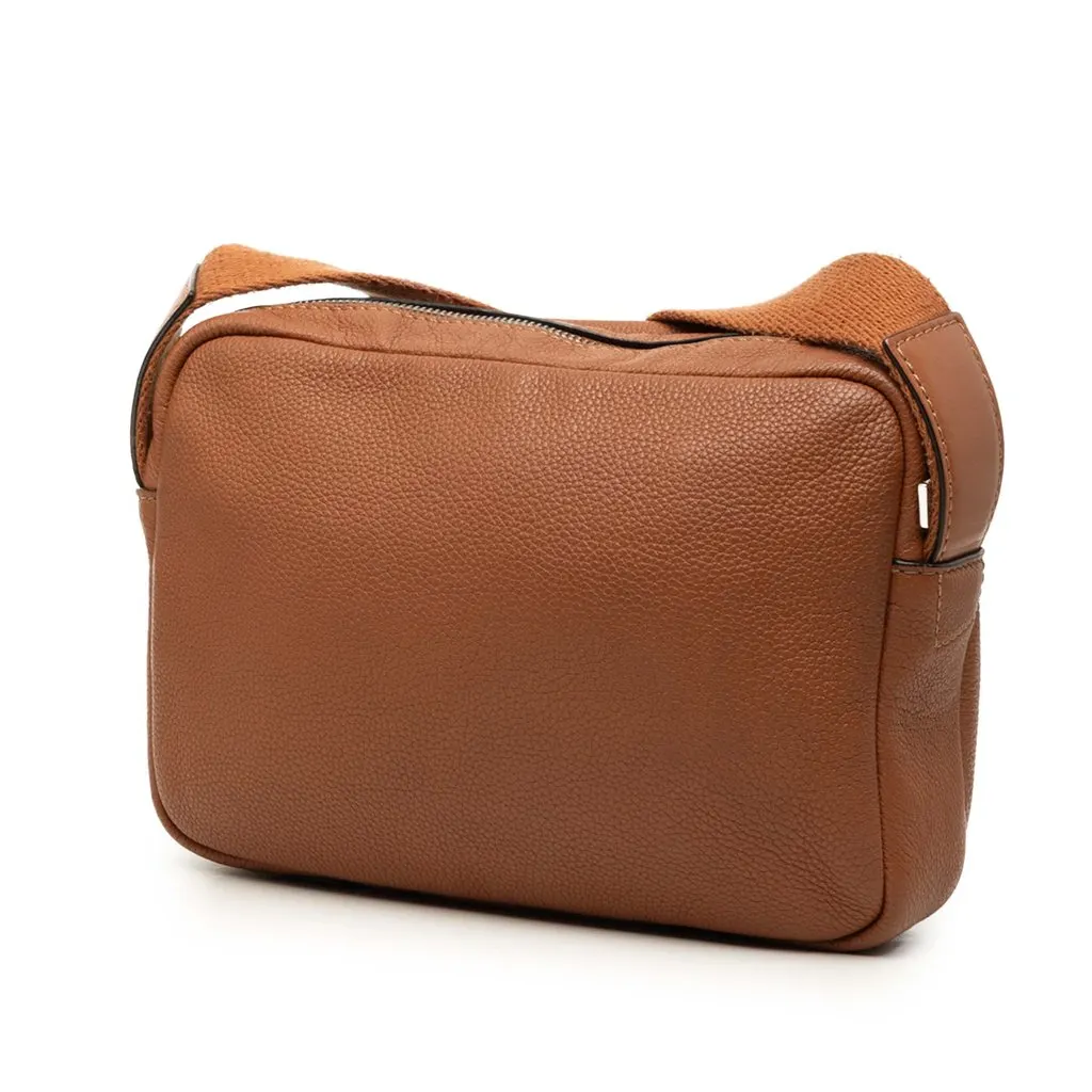 LOEWE Soft Grained Calfskin Military Messenger Bag XS Brown Leather Very good - Back View