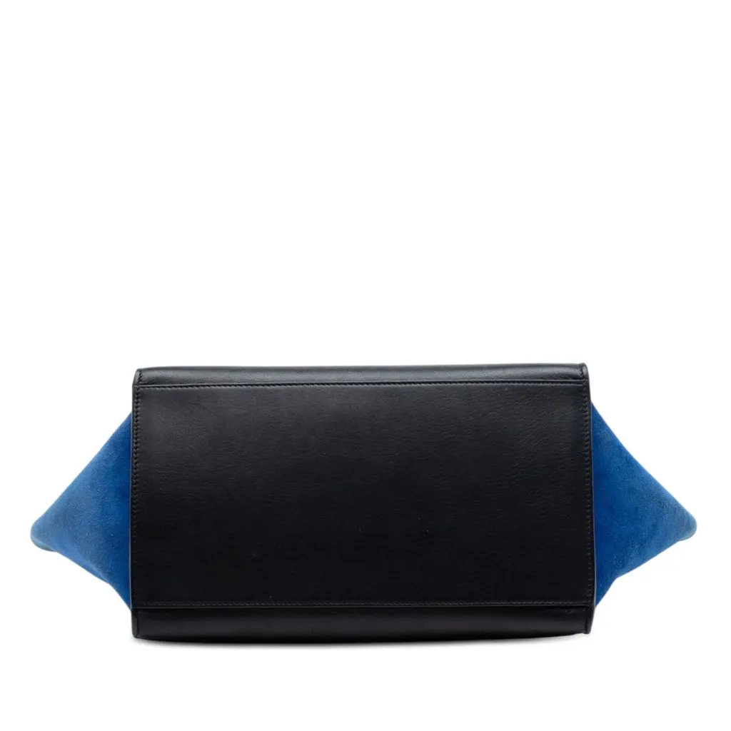 Celine Medium Tricolor Calfskin and Suede Trapeze Satchel Black Leather Very good - Inside View