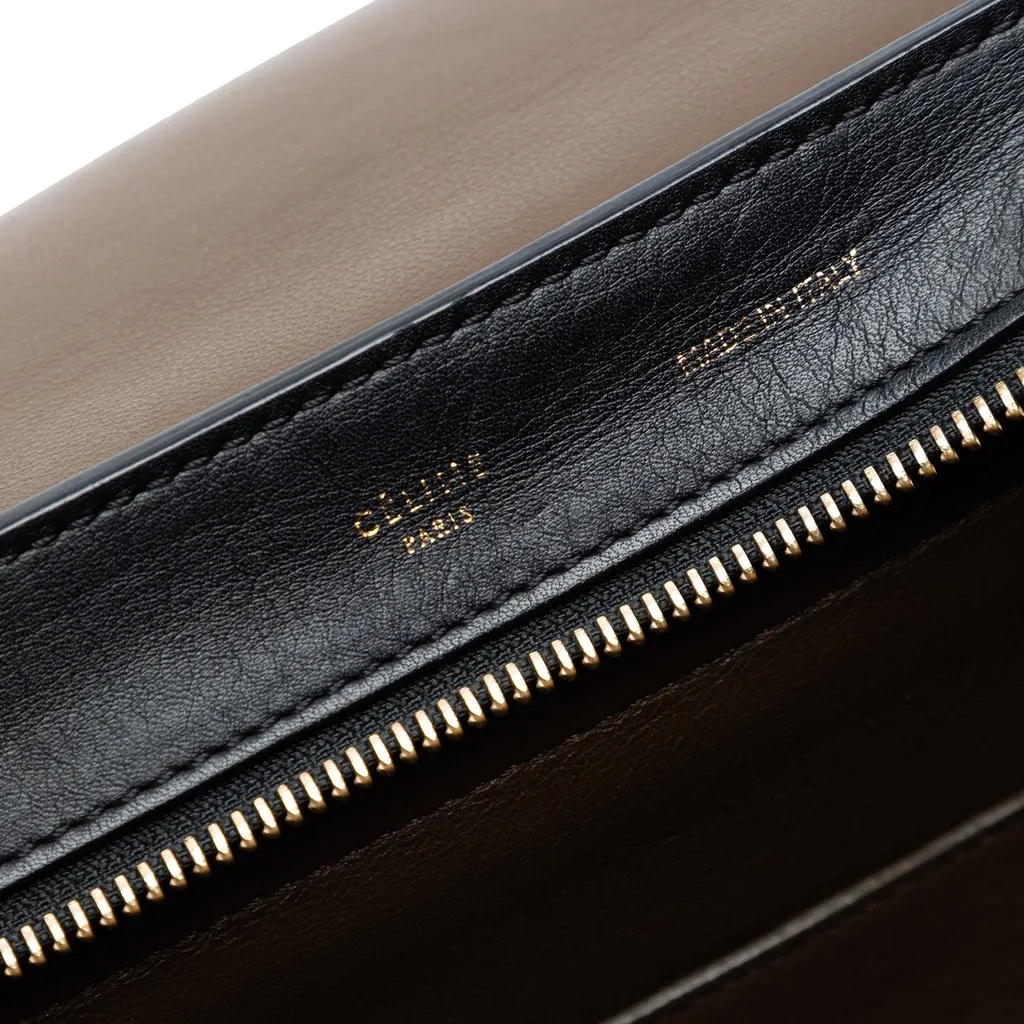 Celine Medium Tricolor Calfskin and Suede Trapeze Satchel Black Leather Very good - Box View