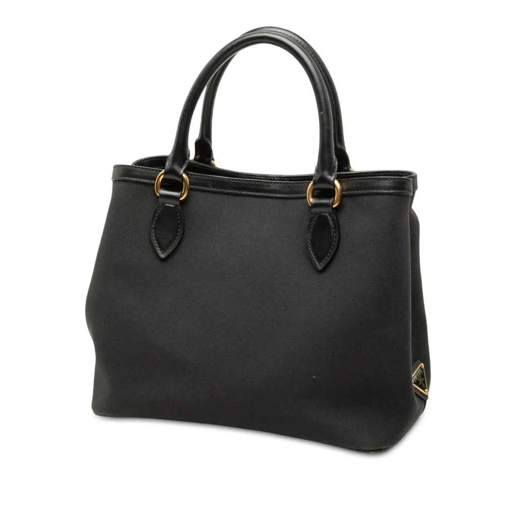 Prada Canvas Canapa Logo Satchel Black Very good - Back View