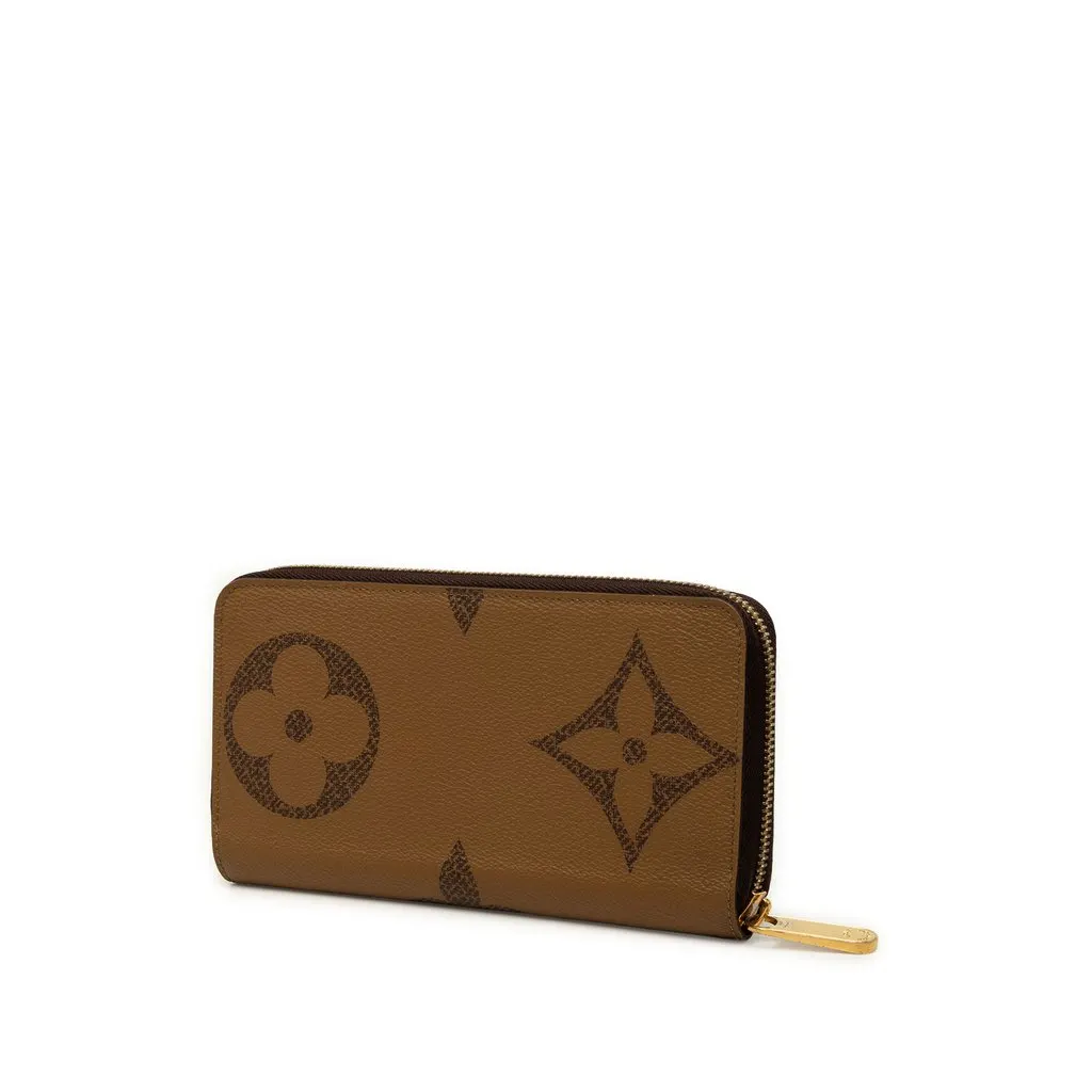 Louis Vuitton Monogram Giant Reverse Zippy Long Wallet Brown Canvas Good - Back View