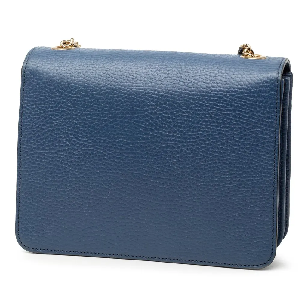 Gucci Small Dollar Calfskin Interlocking G Crossbody Blue Leather Very good - Back View