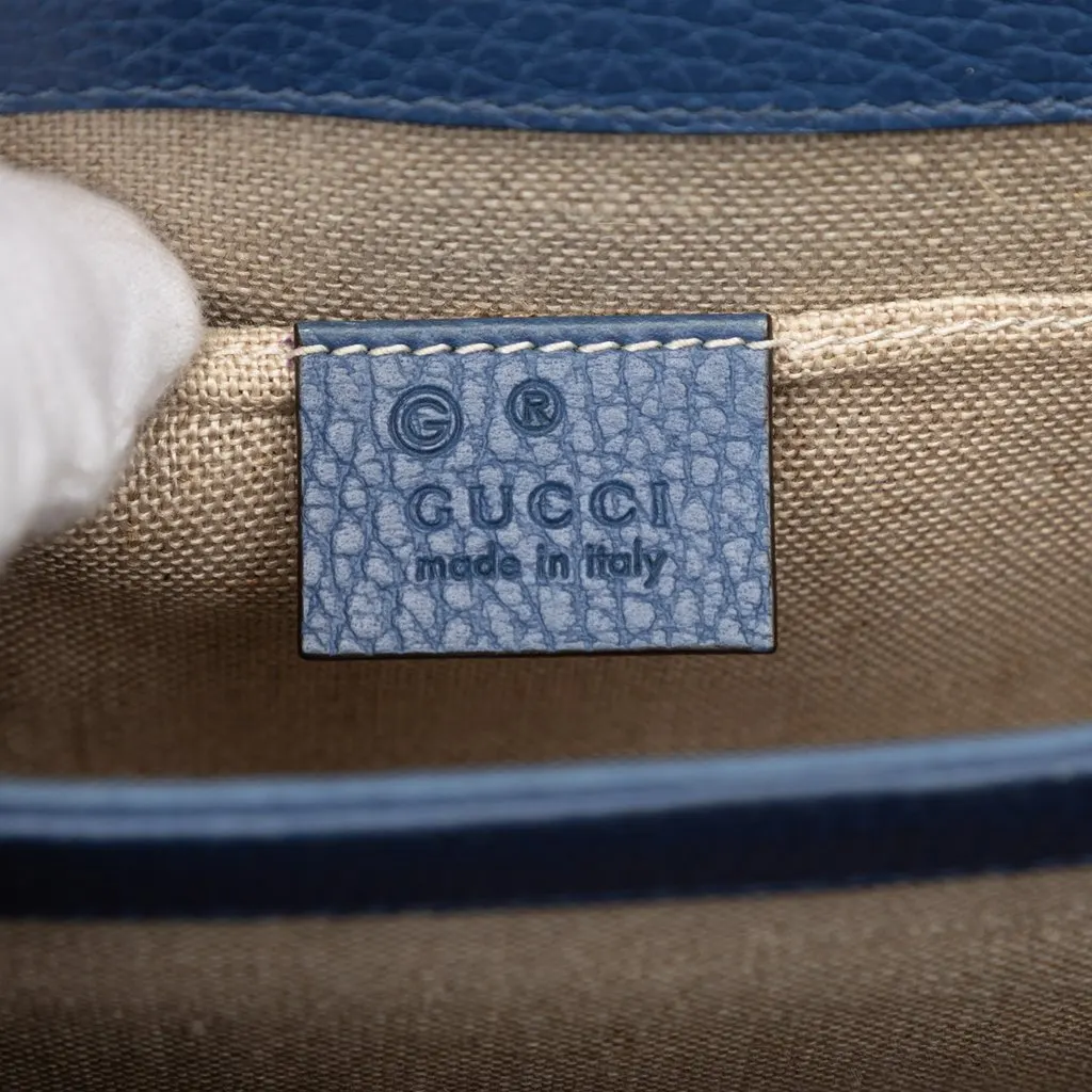 Gucci Small Dollar Calfskin Interlocking G Crossbody Blue Leather Very good - Box View