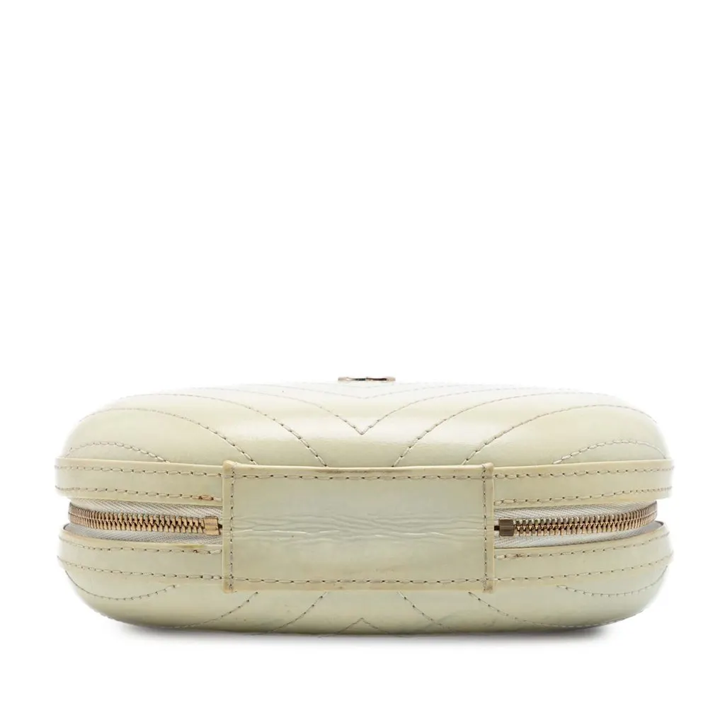 Chanel Chevron Stitched Calfskin La Pausa Evening Bag White Leather Very good - Inside View