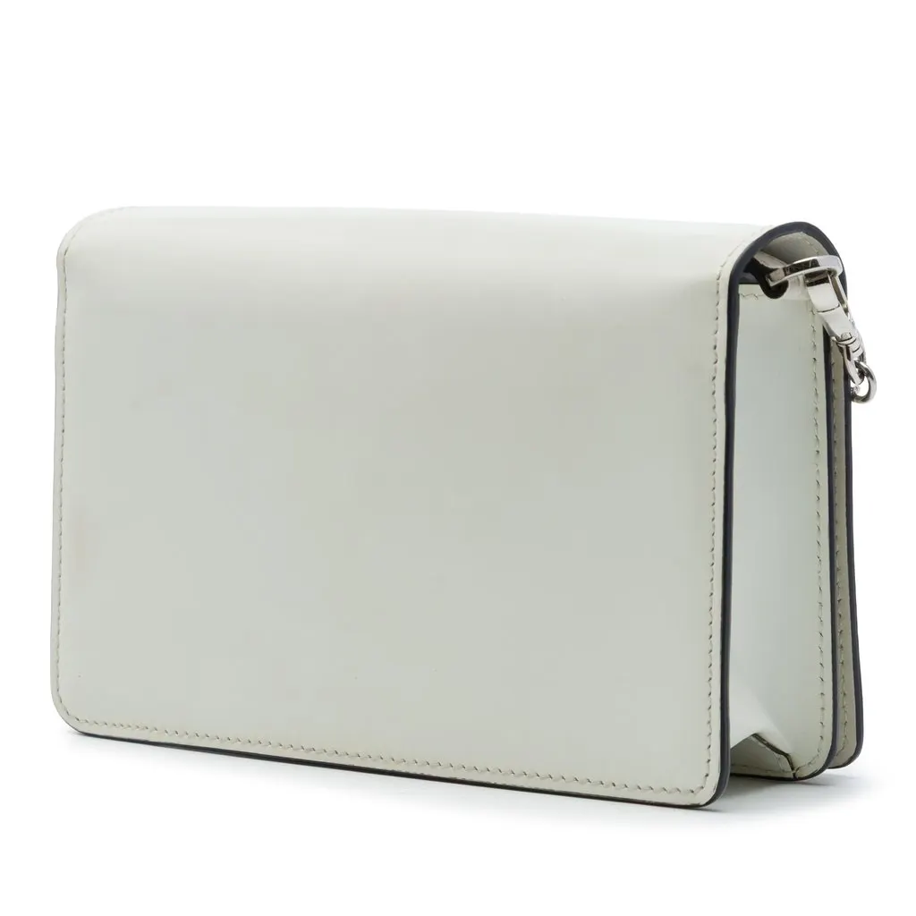 Prada Mini Brushed Leather Chain Crossbody White Leather Very good - Back View