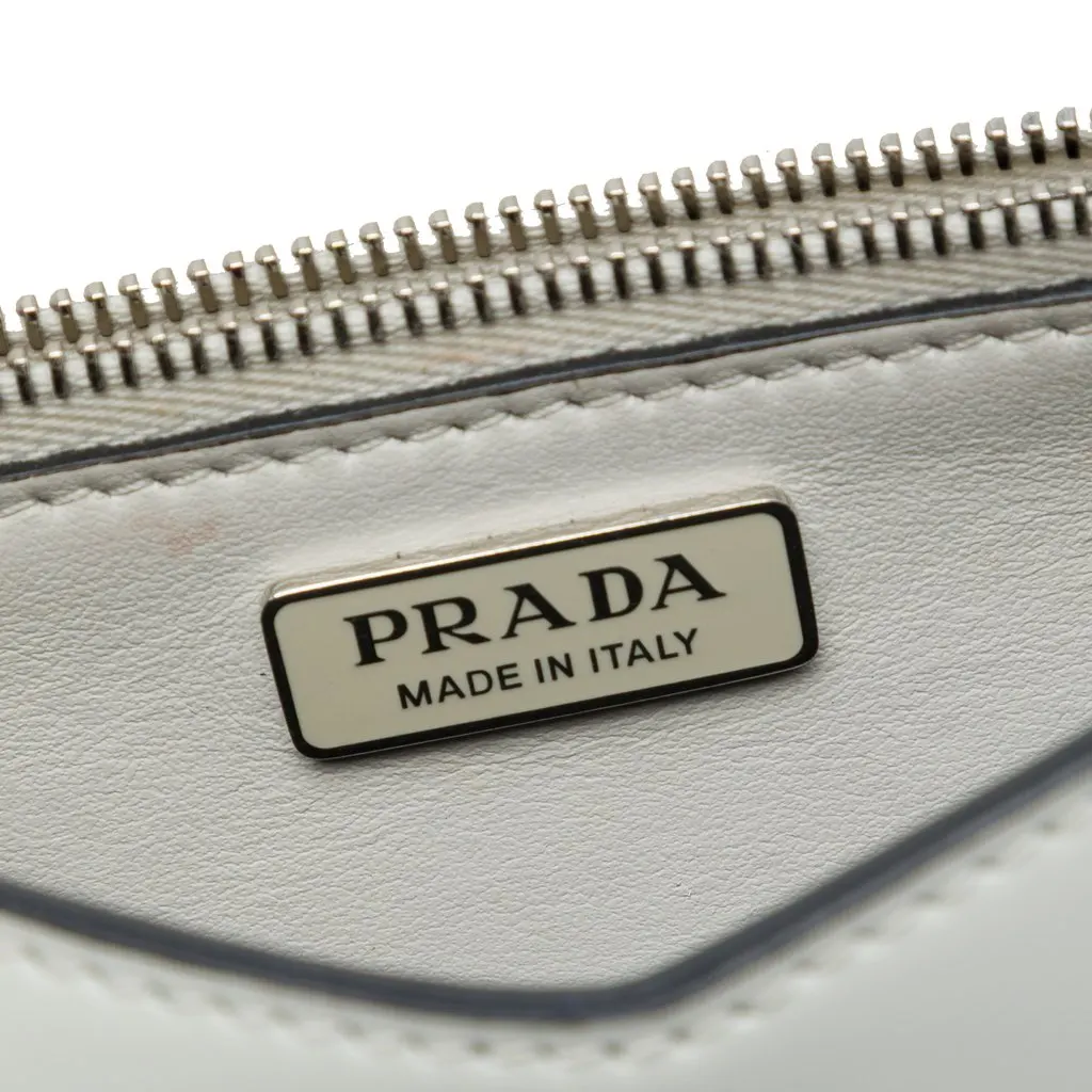 Prada Mini Brushed Leather Chain Crossbody White Leather Very good - Box View