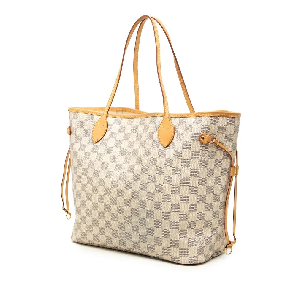 Louis Vuitton Damier Azur Neverfull MM White Canvas Very good - Back View
