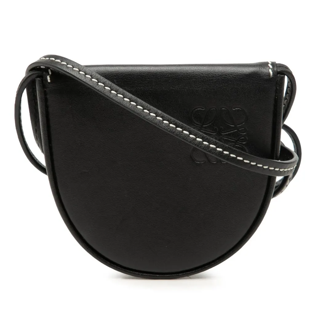 LOEWE Mini Soft Calfskin Anagram Heel Pouch Black Leather Very good - Front View
