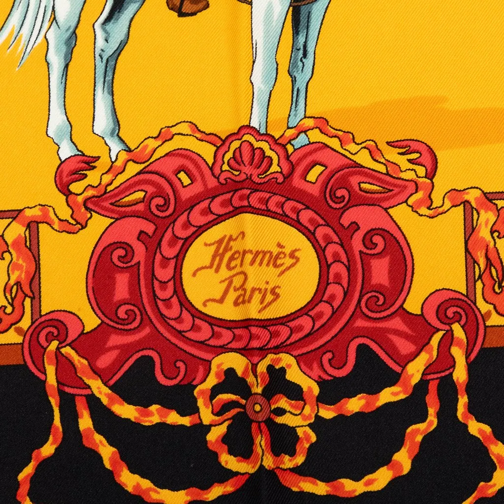 Hermès Real Escuela Andaluza del Arte Ecuestre Silk Scarf 90 Yellow Silk Very good - Back View