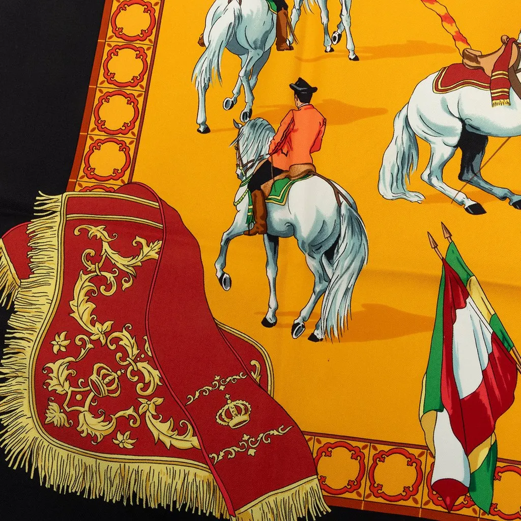 Hermès Real Escuela Andaluza del Arte Ecuestre Silk Scarf 90 Yellow Silk Very good - Inside View
