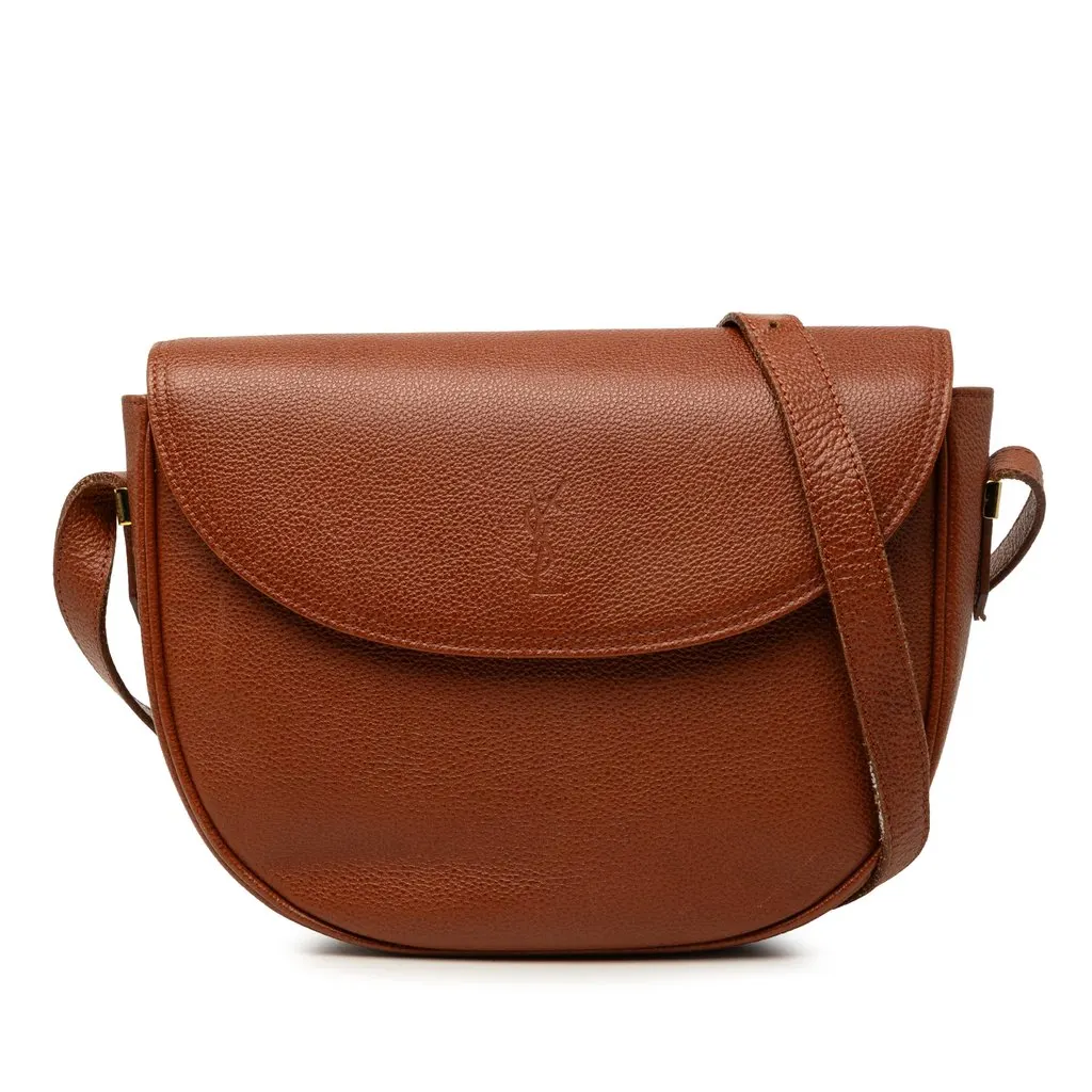 Saint Laurent Leather Crossbody Brown Leather Good - Front View