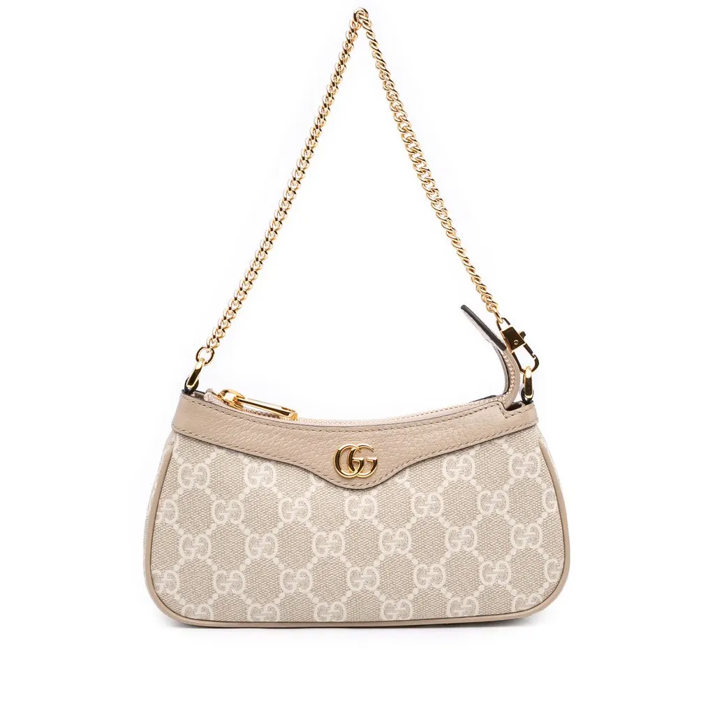 Gucci Mini GG Supreme Ophidia Shoulder Bag Beige Canvas Very good - Front View
