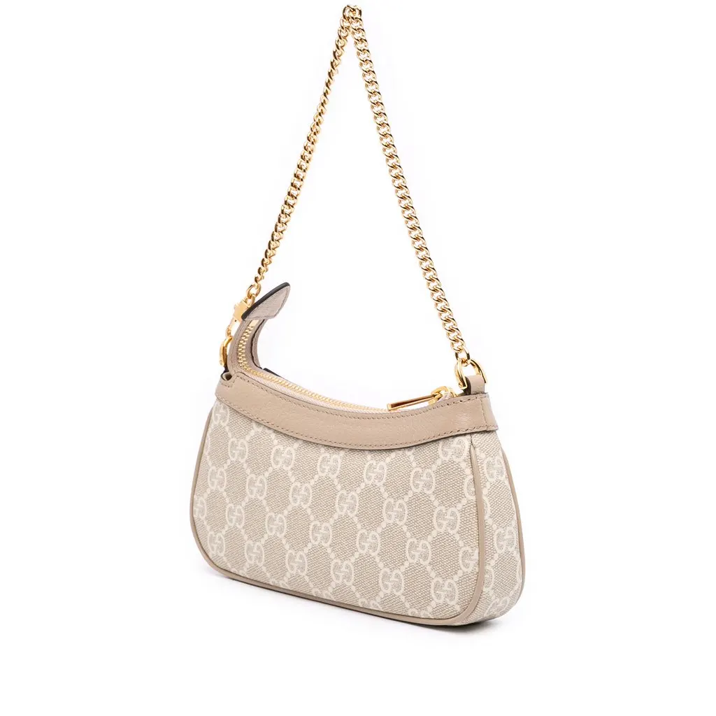 Gucci Mini GG Supreme Ophidia Shoulder Bag Beige Canvas Very good - Back View