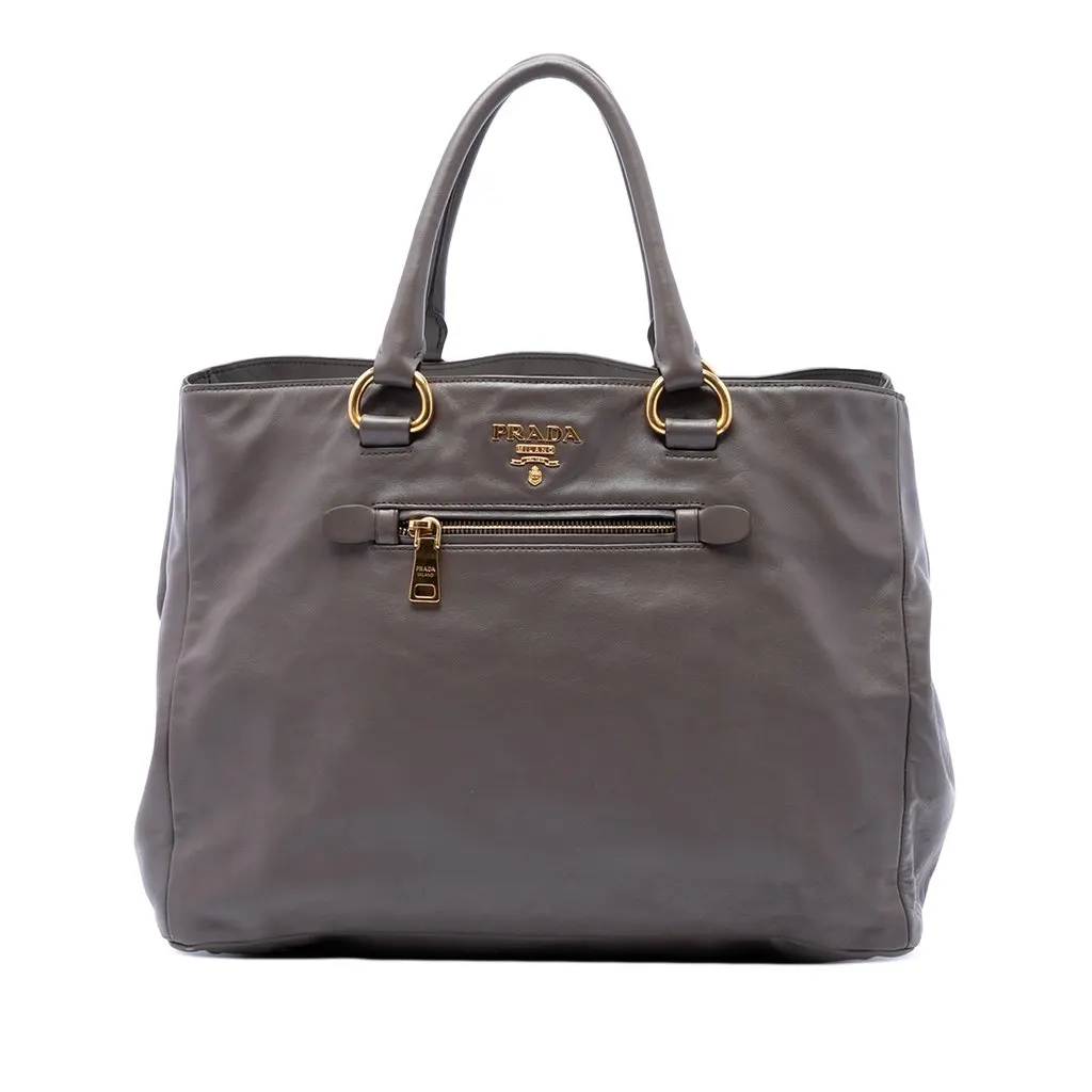 Prada Soft Calf Front Zip Open Convertible Tote MultiColor Leather Very good - Front View