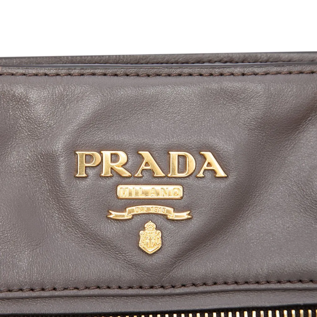 Prada Soft Calf Front Zip Open Convertible Tote MultiColor Leather Very good - Box View
