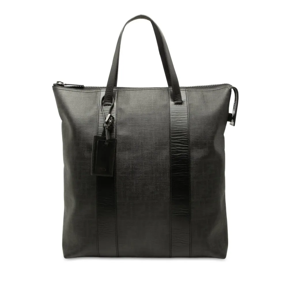 Fendi Zucca Spalmati Tote Black Canvas Good - Front View