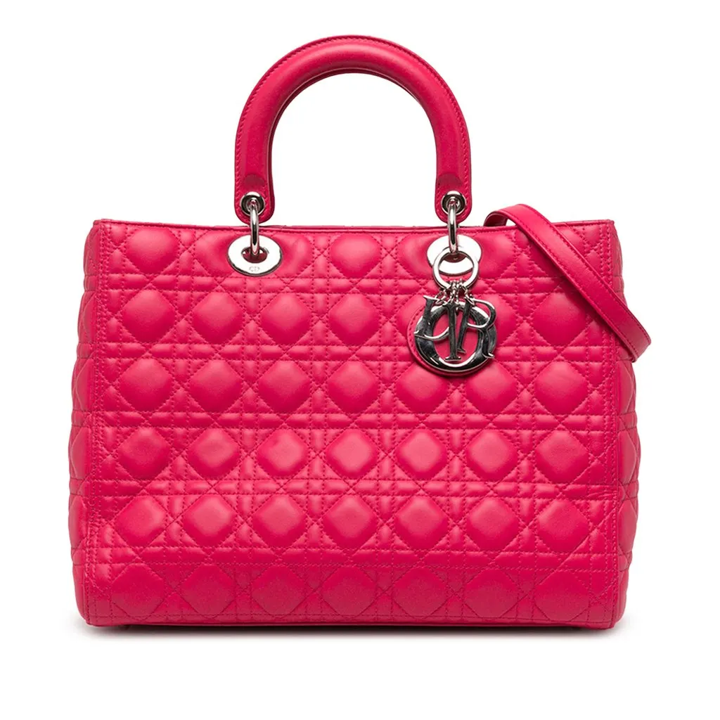 Dior كبيرة جلد الحمل كاناج ليدي ديور
