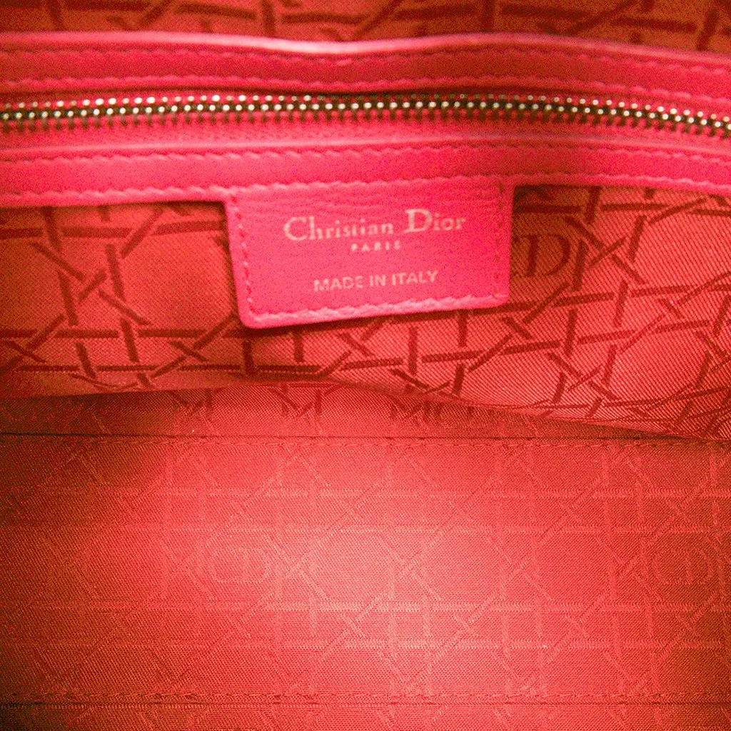Dior Large Lambskin Cannage Lady Dior Pink Leather Very good - Model View