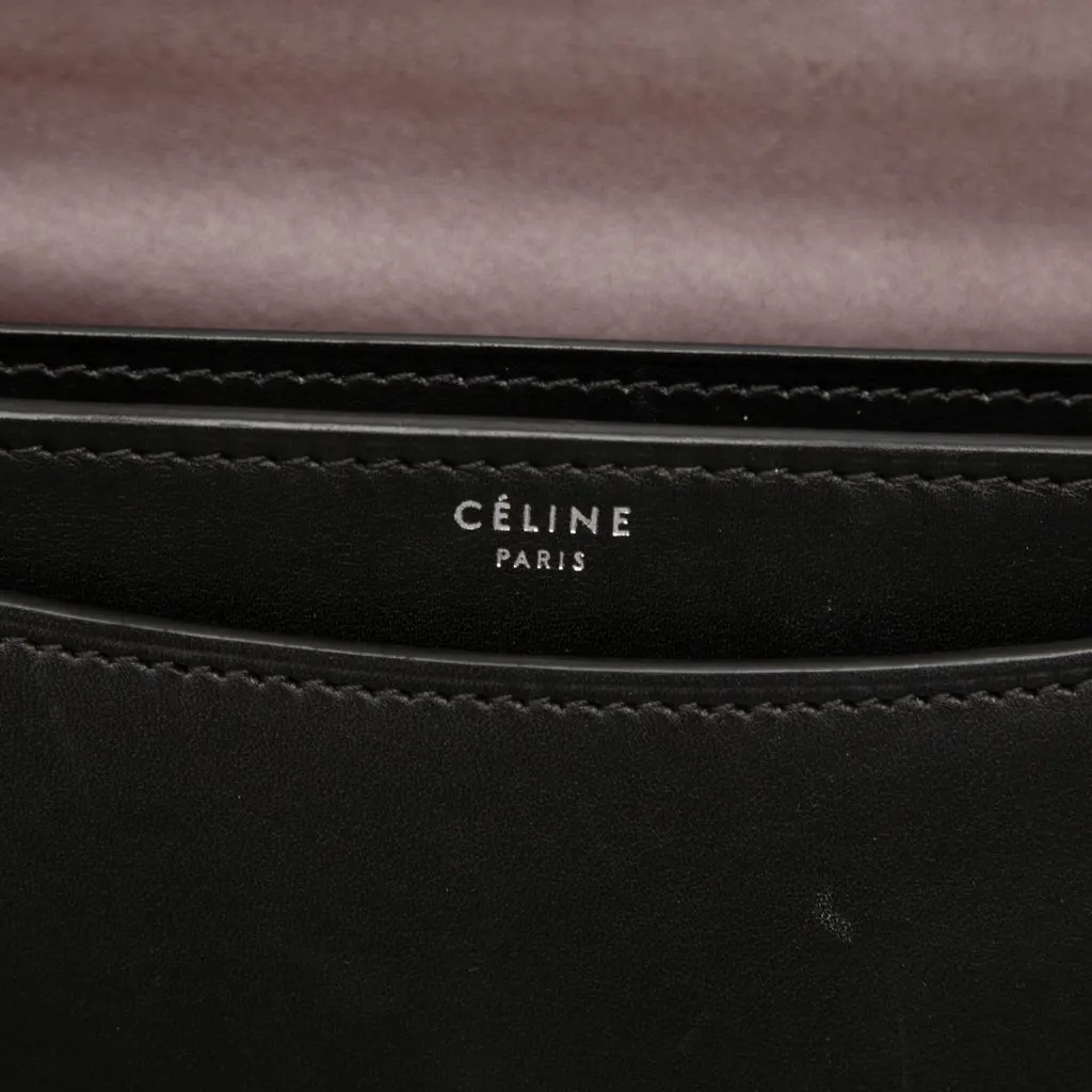 Celine Small Leather Case Chain Flap Black Leather Very good - Box View