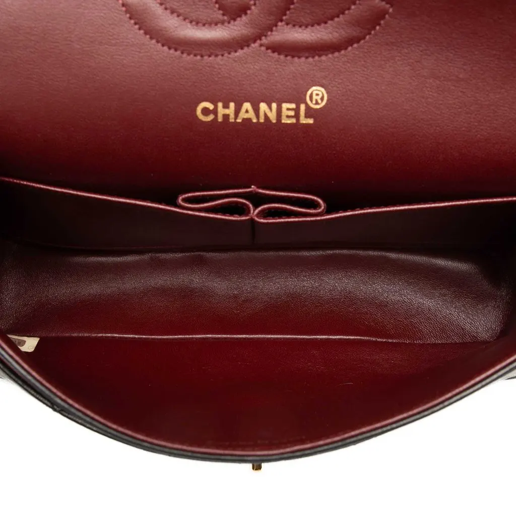 Chanel Medium Classic Lambskin Double Flap Black Leather Very good - Model View
