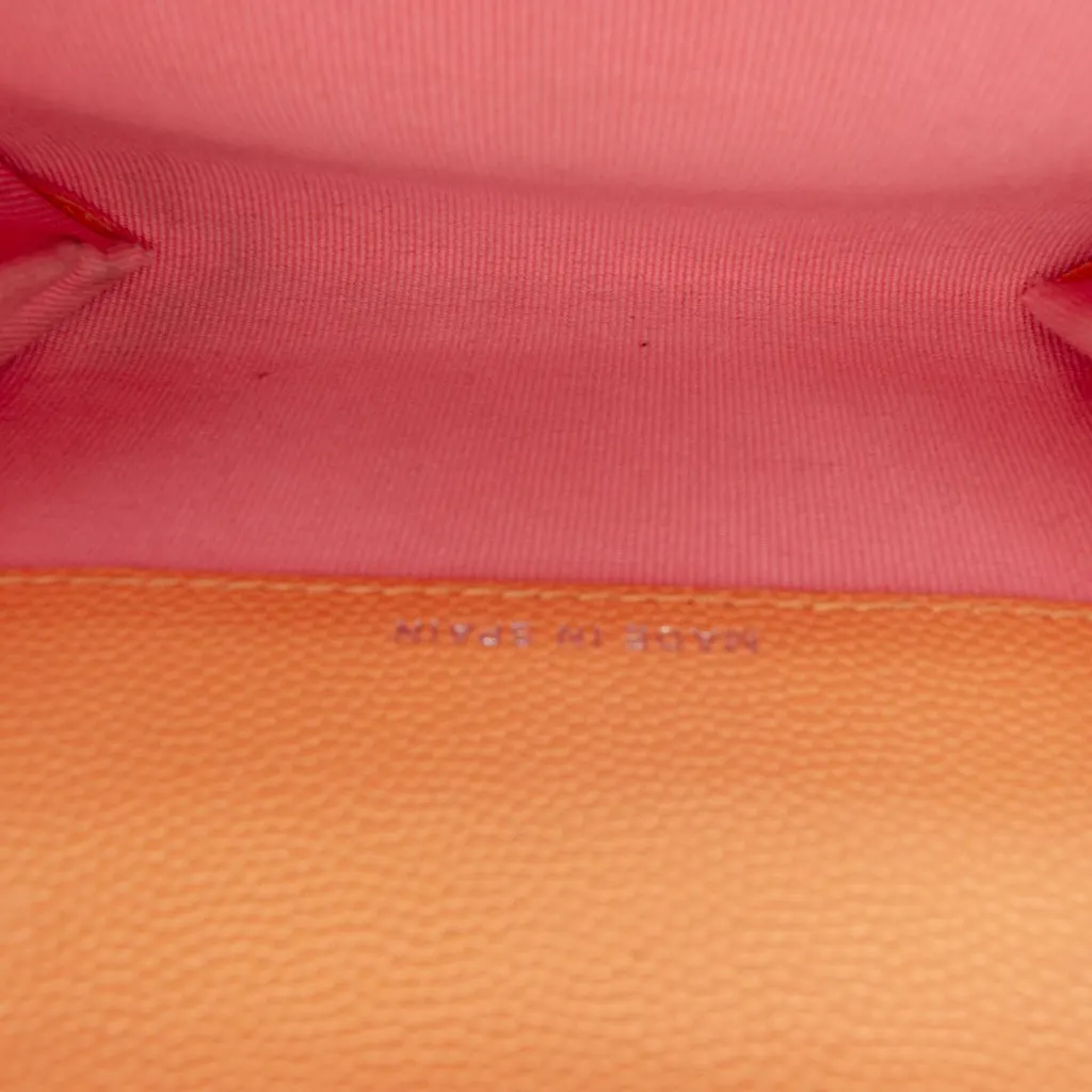 Chanel Quilted Caviar 19 Flap Card Holder Orange Leather Very good - Model View