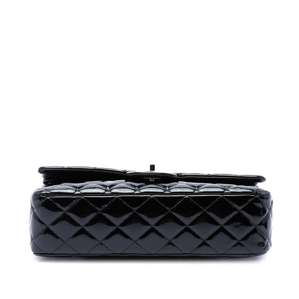 Chanel Medium Classic Patent Double Flap Black Leather Very good - Inside View