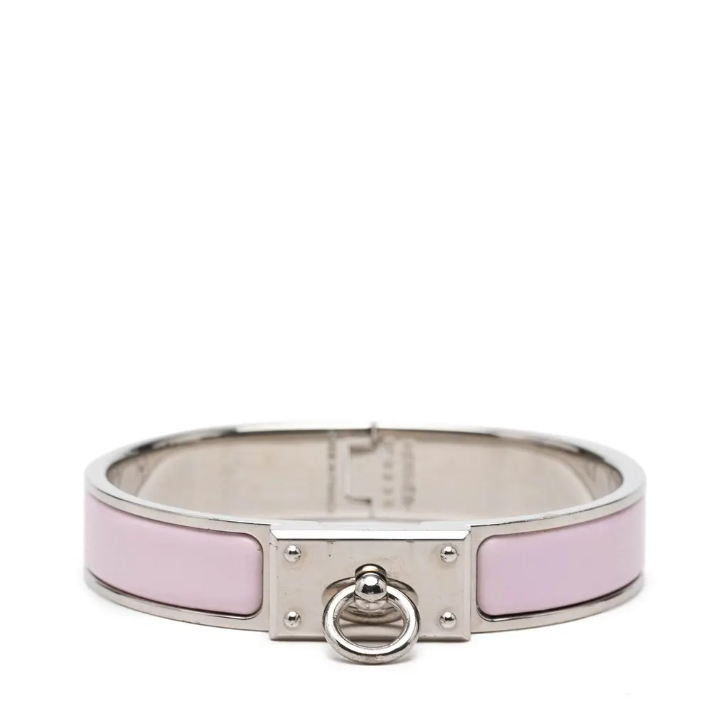 Hermès Narrow Enamel Clic Anneau Bracelet PM Pink Very good - Front View
