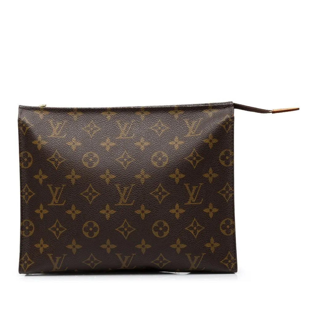 Louis Vuitton Monogram Toiletry Pouch 26 Brown Canvas Good - Front View
